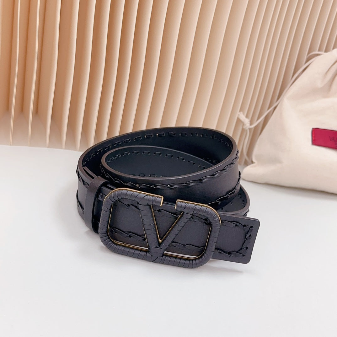 Vlogo Black Leather Buckle 40mm Black - 30