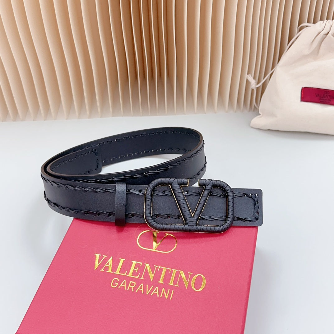 Vlogo Black Leather Buckle 40mm Black - 30