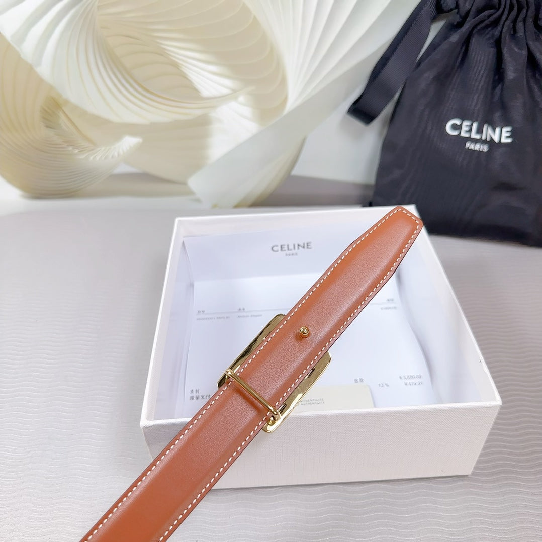 CL MEDIUM 25 MM REVERSIBLE FRAMED TRIOMPHE BELT BLACK AND BRONZE BROWN CALFSKIN LIGHT GOLD HARDWARE - 30