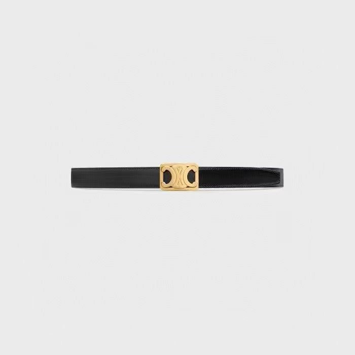 CL MEDIUM 25 MM REVERSIBLE FRAMED TRIOMPHE BELT BLACK AND BRONZE BROWN CALFSKIN GOLD HARDWARE - 30