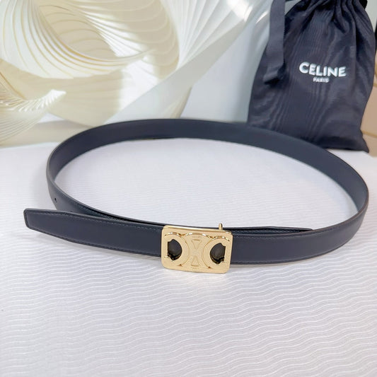 CL MEDIUM 25MM REVERSIBLE FRAMED TRIOMPHE BELT BLACK CALFSKIN LIGHT GOLD HARDWARE - 30