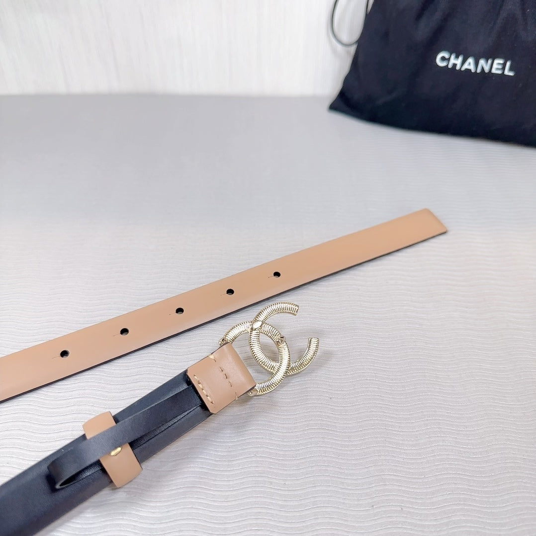 CC BELT 20 MM IN DESERT SAND SMOOTH CALFSKIN GOLD HARDWARE ATTACH RHINSTONE - 30
