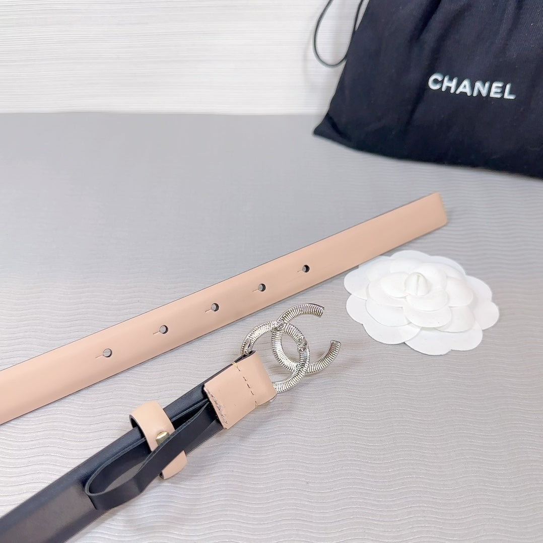 CC BELT 20 MM IN DESERT SAND SMOOTH CALFSKIN SILVER HARDWARE ATTACH RHINSTONE - 30