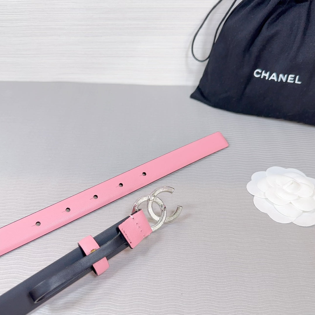 CC BELT 20 MM IN TAFFY PINK SMOOTH CALFSKIN SILVER HARDWARE ATTACH RHINSTONE - 30