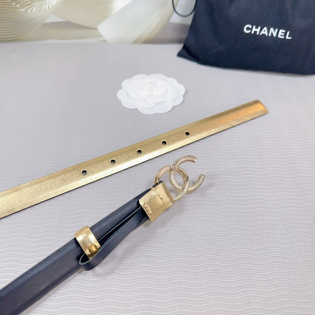 CC BELT 20 MM IN GOLD SMOOTH CALFSKIN GOLD HARDWARE ATTACH RHINSTONE - 30