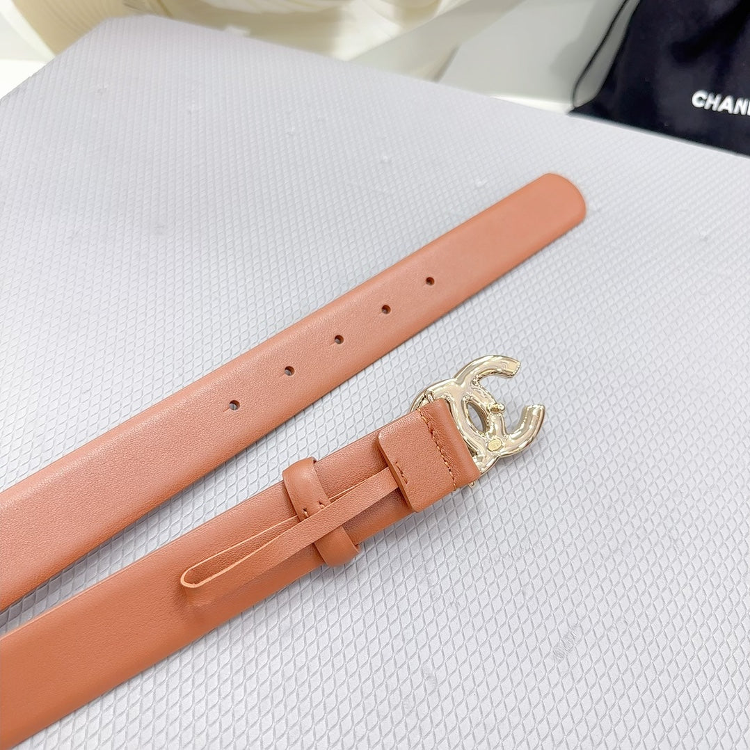CC 30MM BELT IN TIGER ORANGE SHINNY CALFSKIN WHITE LOGO - 30