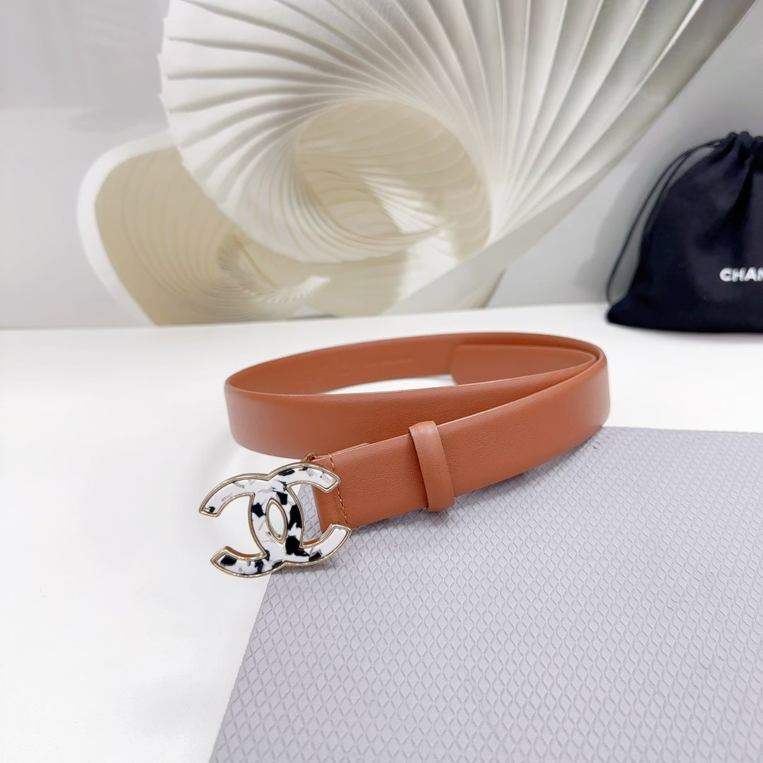 CC 30MM BELT IN TIGER ORANGE SHINNY CALFSKIN WHITE LOGO - 30
