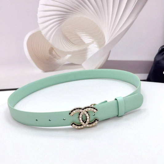 CC 30MM BELT IN GREEN MINT CALFSKIN METAL HARDWARE - 30
