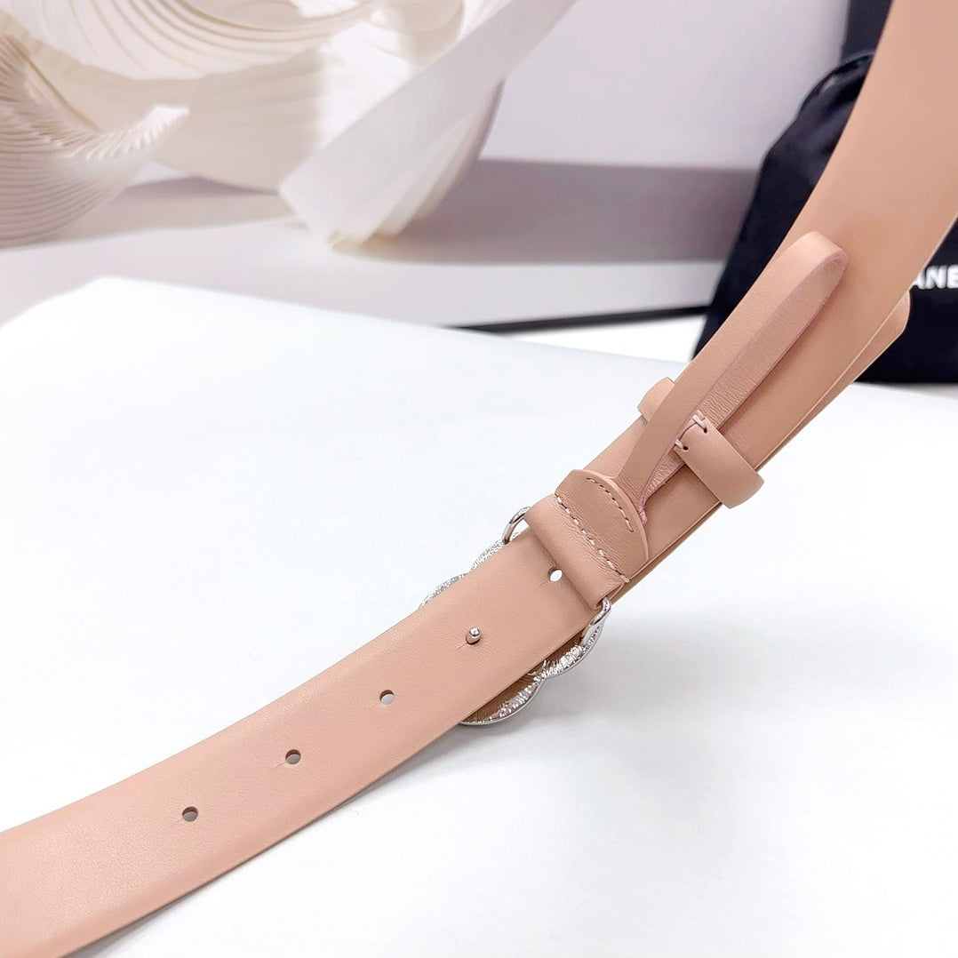 CC 30MM BELT IN DESERT SAND CALFSKIN METAL HARDWARE - 30