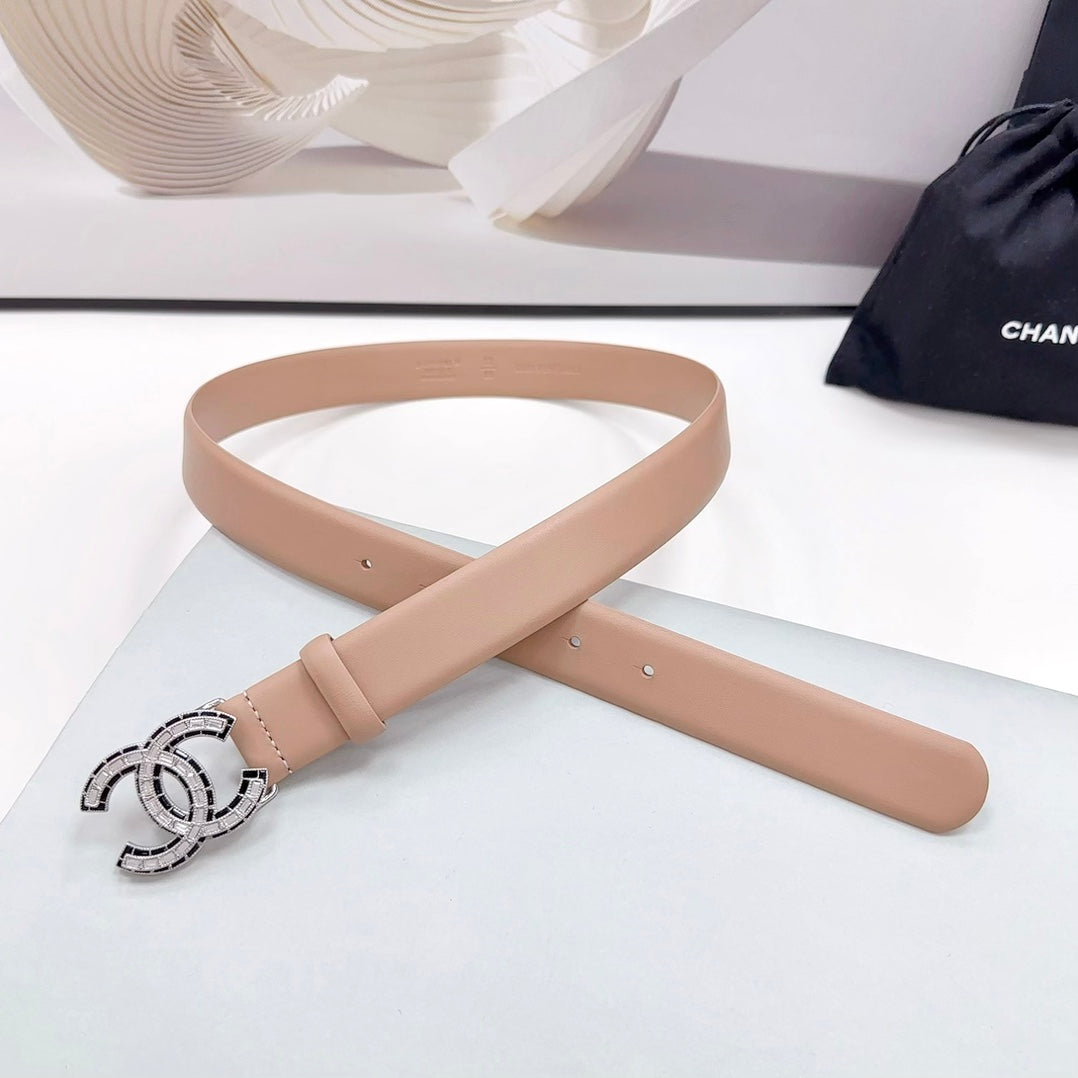CC 30MM BELT IN DESERT SAND CALFSKIN METAL HARDWARE - 30