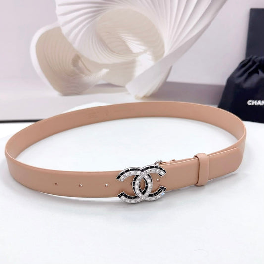 CC 30MM BELT IN DESERT SAND CALFSKIN METAL HARDWARE - 30