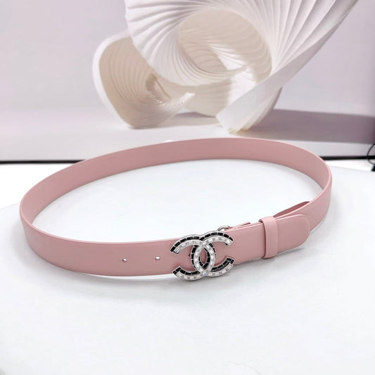 CC 30MM BELT IN LIGHT PINK CALFSKIN METAL HARDWARE - 30