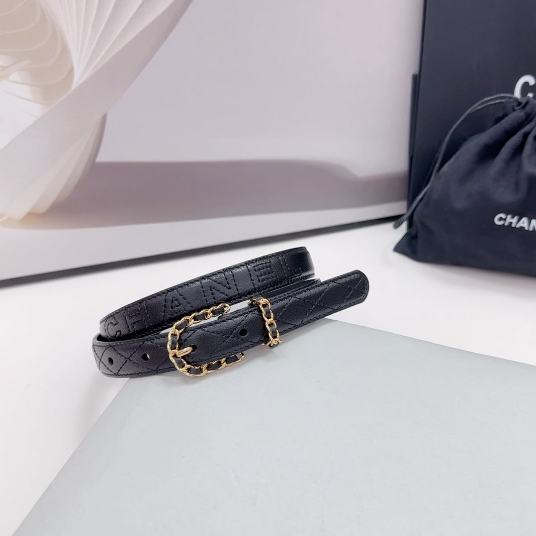 CC BELT 20 MM IN BLACK CALFSKIN GOLD HARDWARE - 30