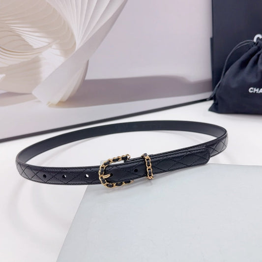 CC BELT 20 MM IN BLACK CALFSKIN GOLD HARDWARE - 30