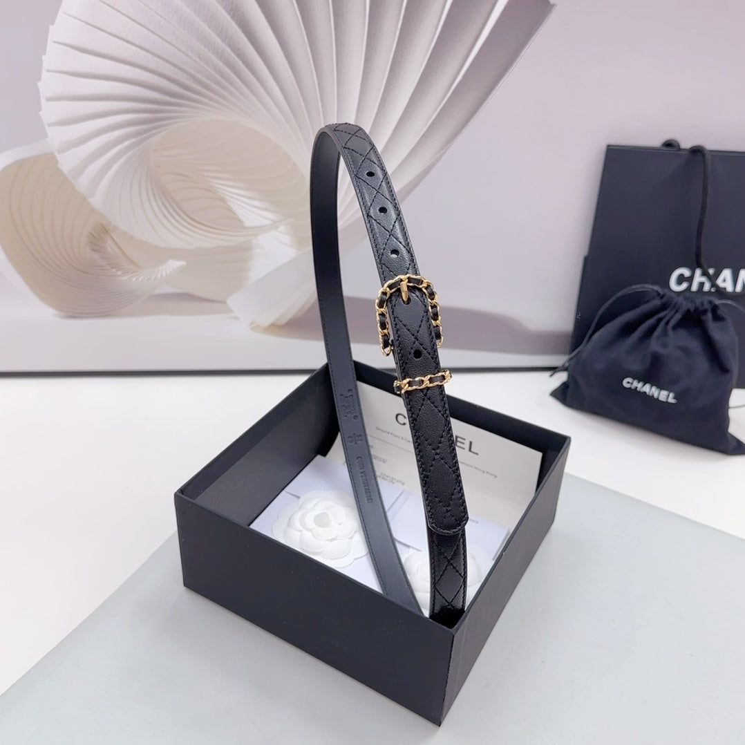 CC BELT 20 MM IN BLACK CALFSKIN GOLD HARDWARE - 30