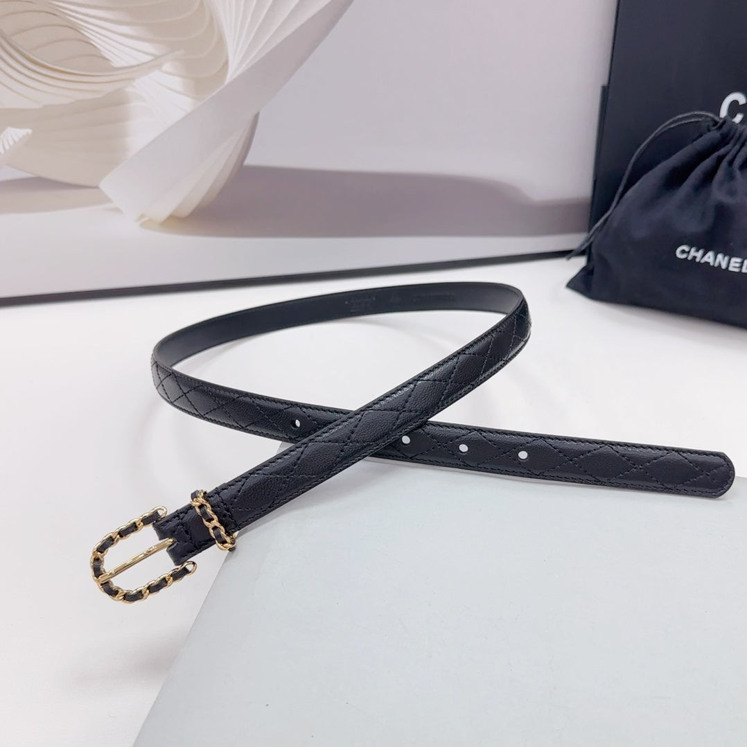 CC BELT 20 MM IN BLACK CALFSKIN GOLD HARDWARE - 30