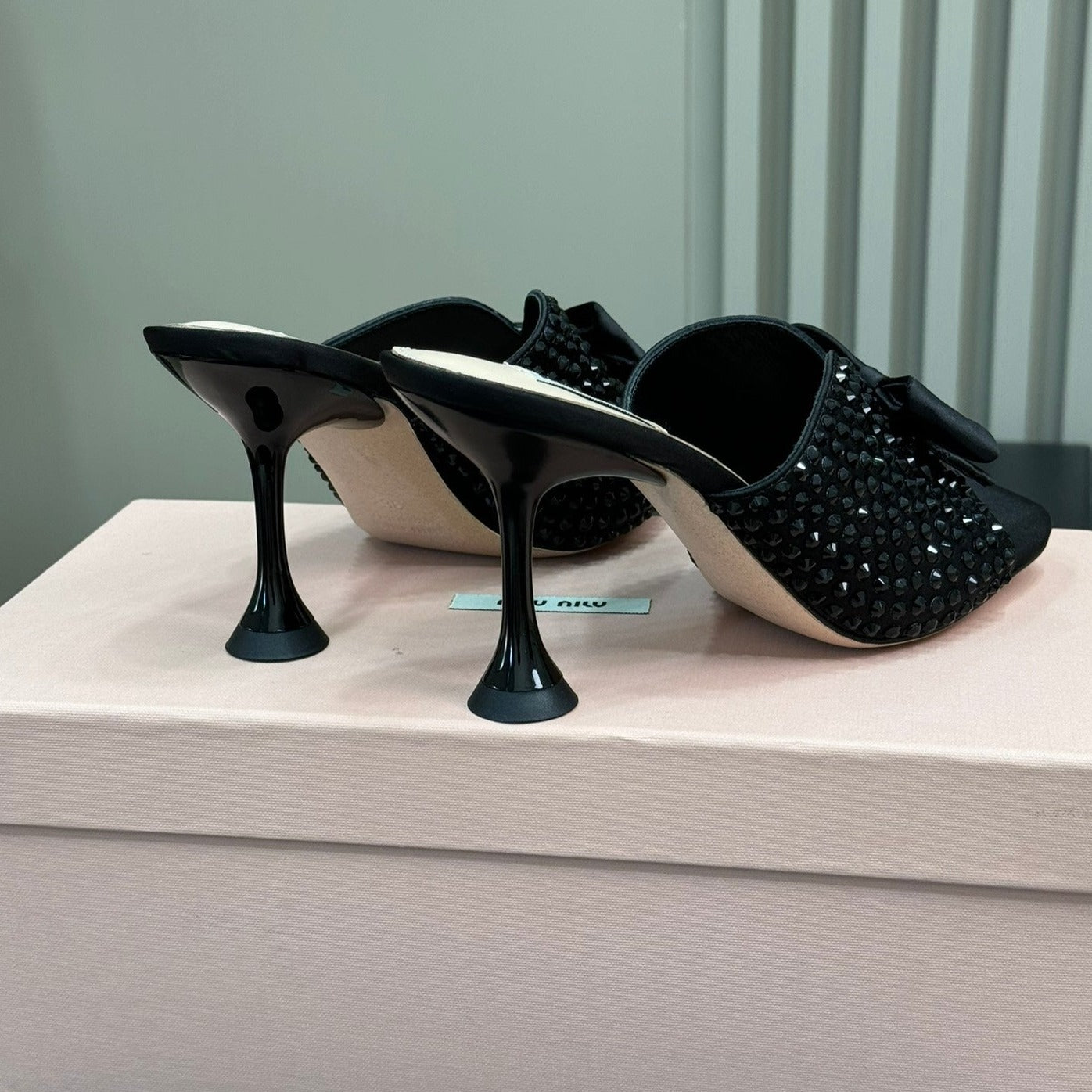BLACK HIGH-HEELS COWHIDE WITH CRYSTALS-BLACK - 35