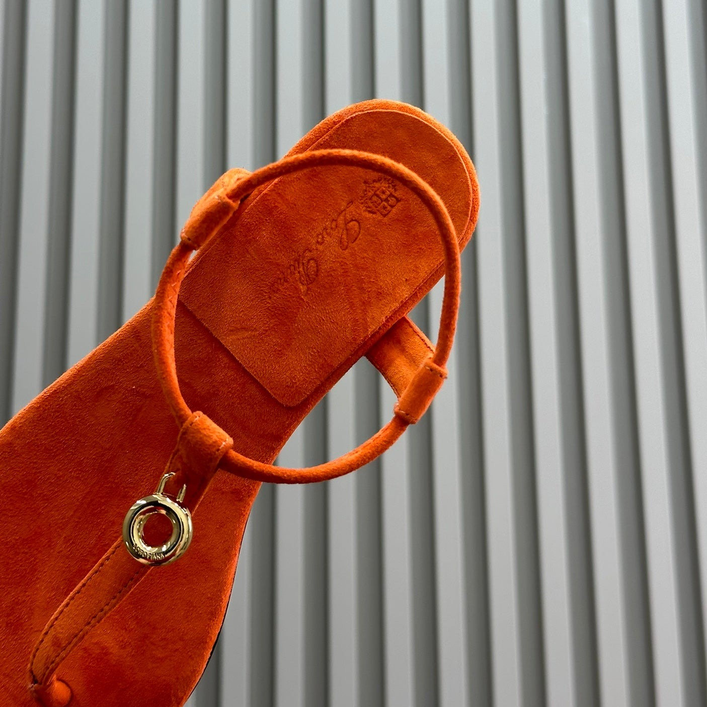 Loro Piana Kyoto Orange Mindil Sandal In Leather - 35