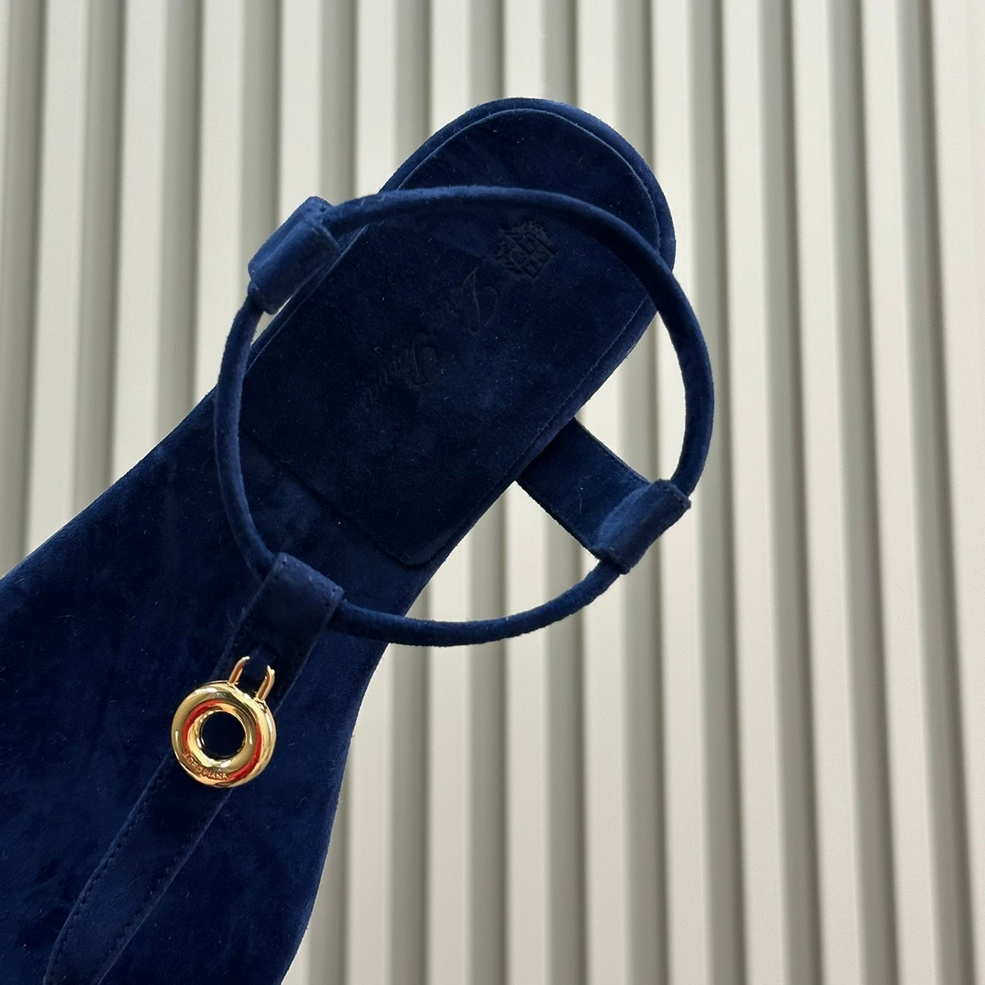 Loro Piana Navy Blue Mindil Sandal In Leather - 35