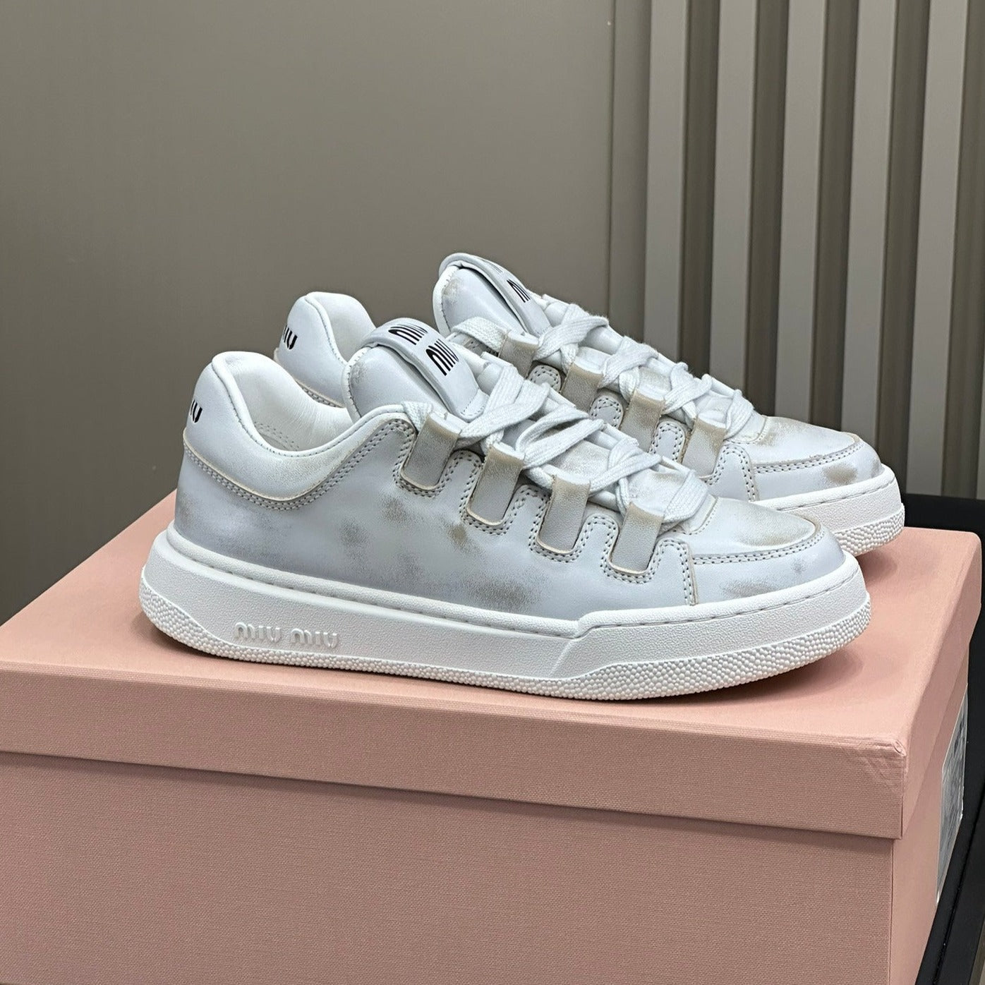 Light Gray Sneakers Calfskin - 35