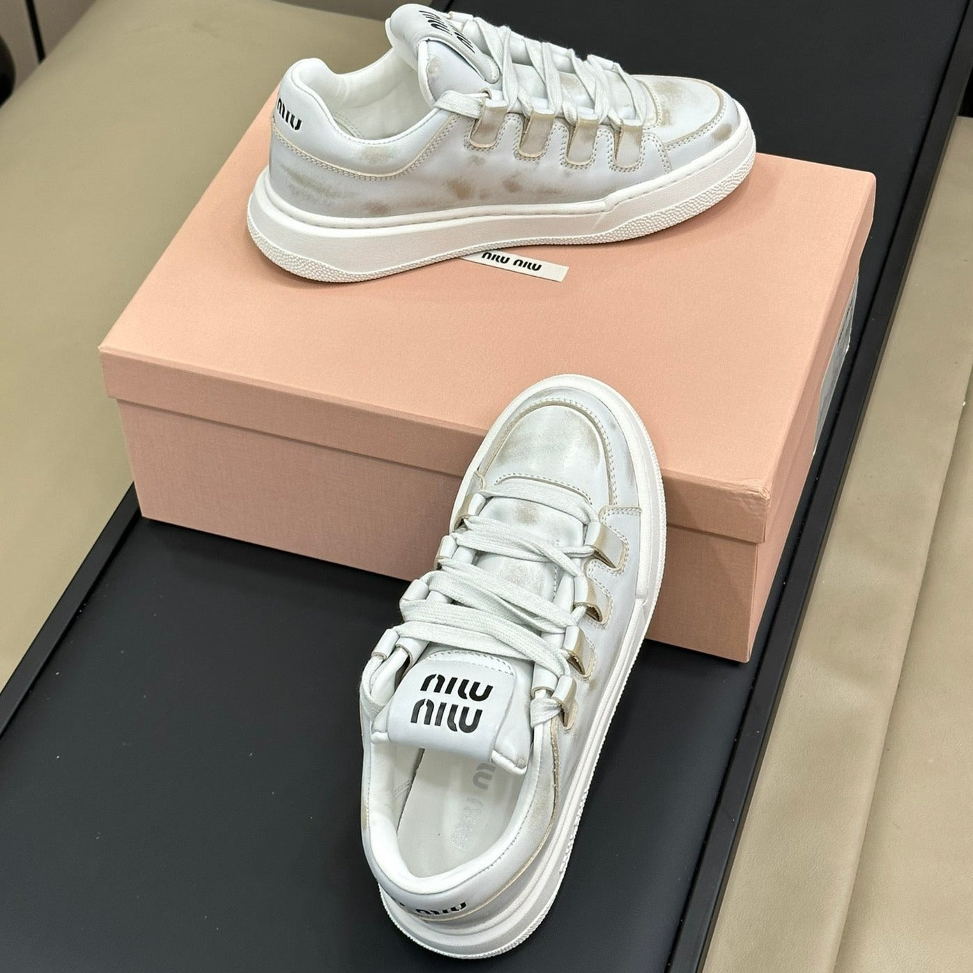 Light Gray Sneakers Calfskin - 35