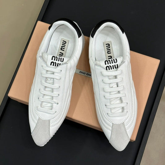 POINTED SPORTS SHOES WHITE LAMBSKIN - 35