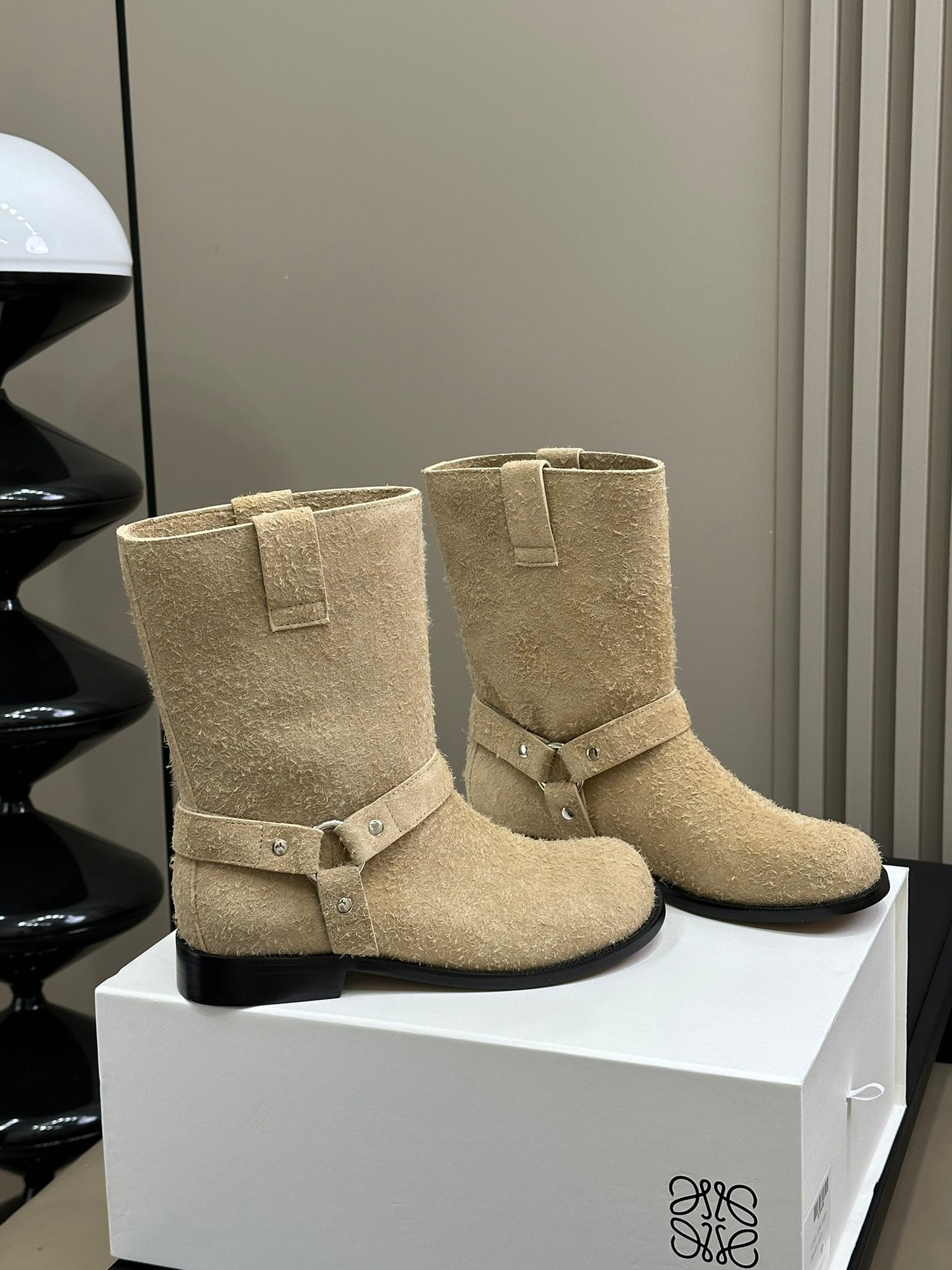 LW CAMPO BIKER BOOT KHAKI SUEDE - 35