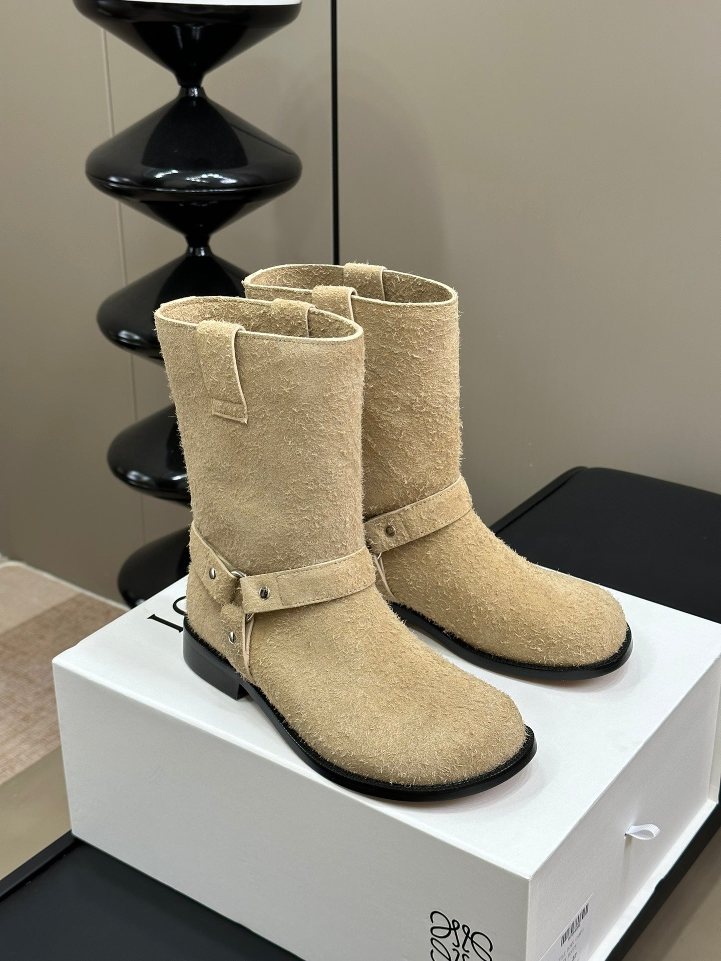 LW CAMPO BIKER BOOT KHAKI SUEDE - 35
