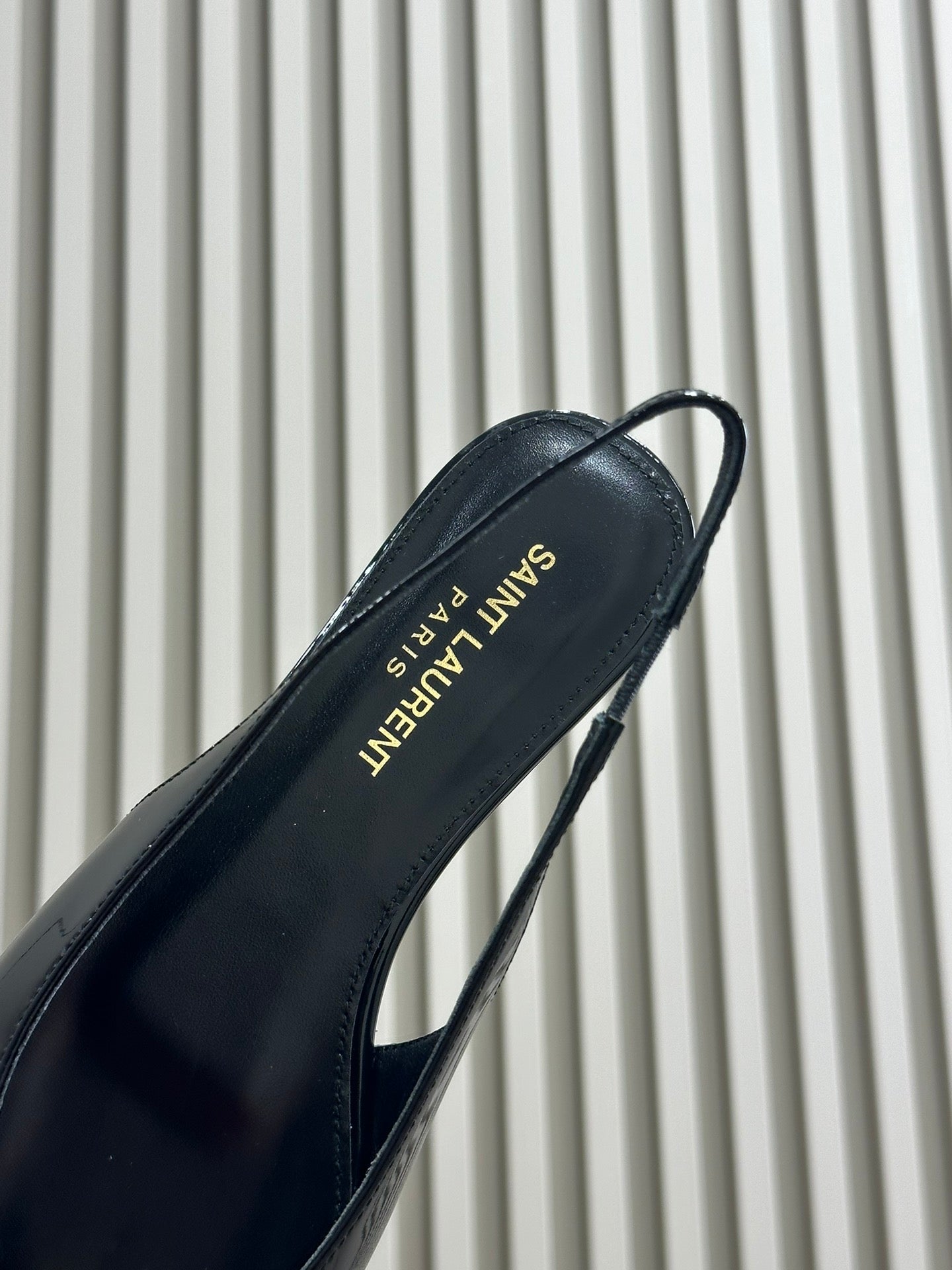 SL BABYLONE SLINGBACK FLAT BLACK POLISHED CALFSKIN - 35