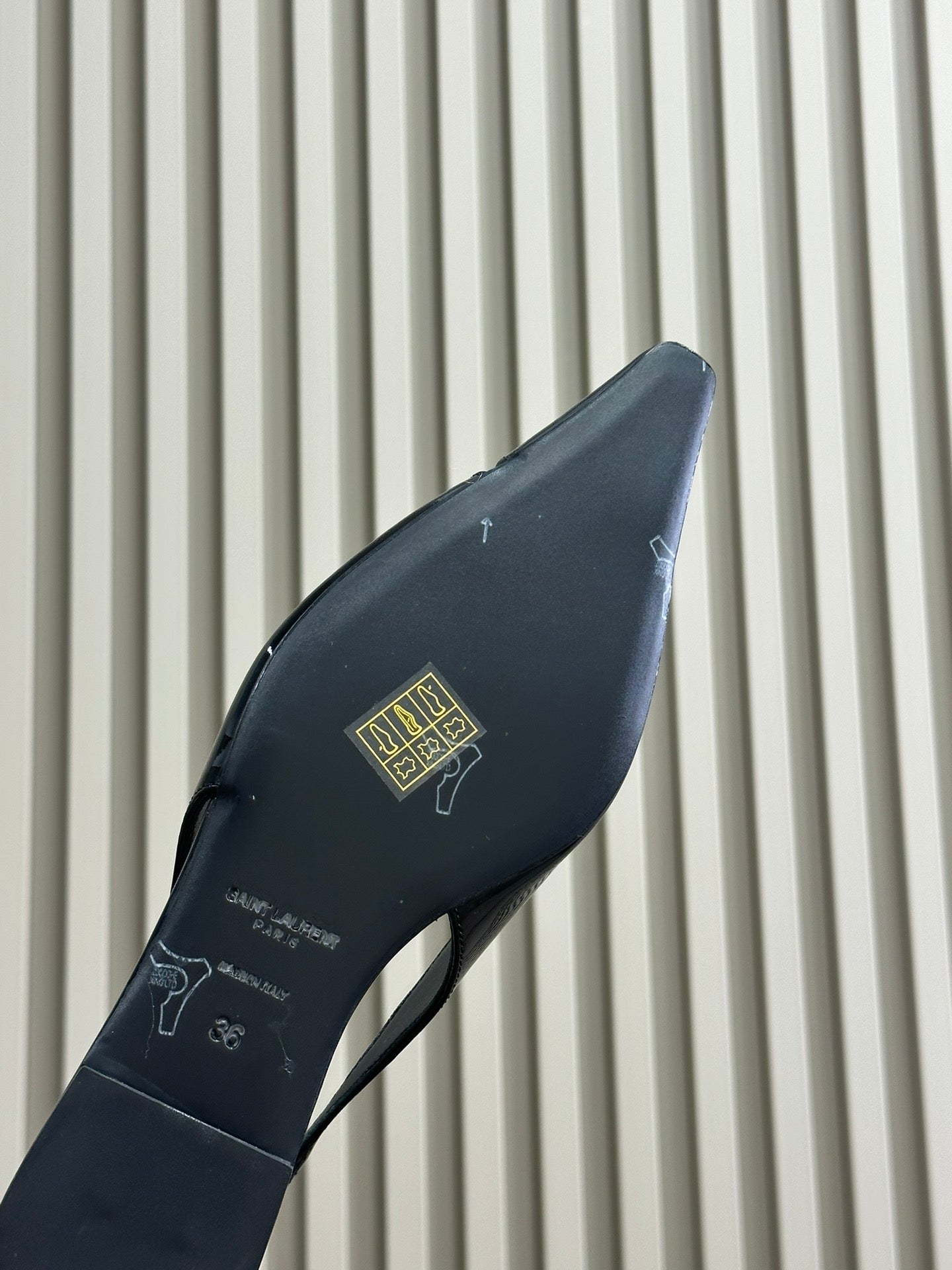 SL BABYLONE SLINGBACK FLAT BLACK POLISHED CALFSKIN - 35