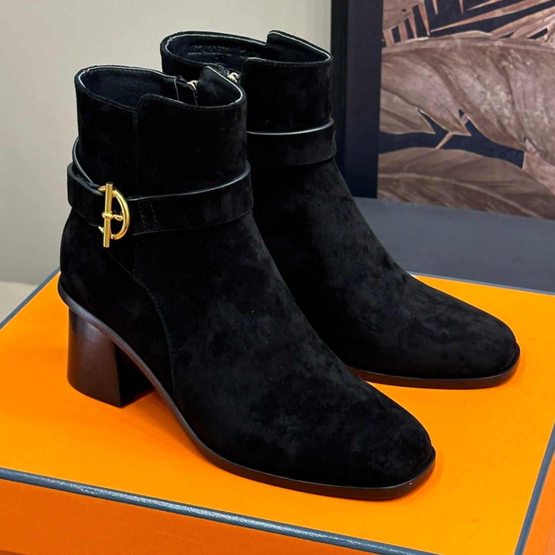 JILL 60 ANKLE BOOT IN BLACK SUEDE - 35