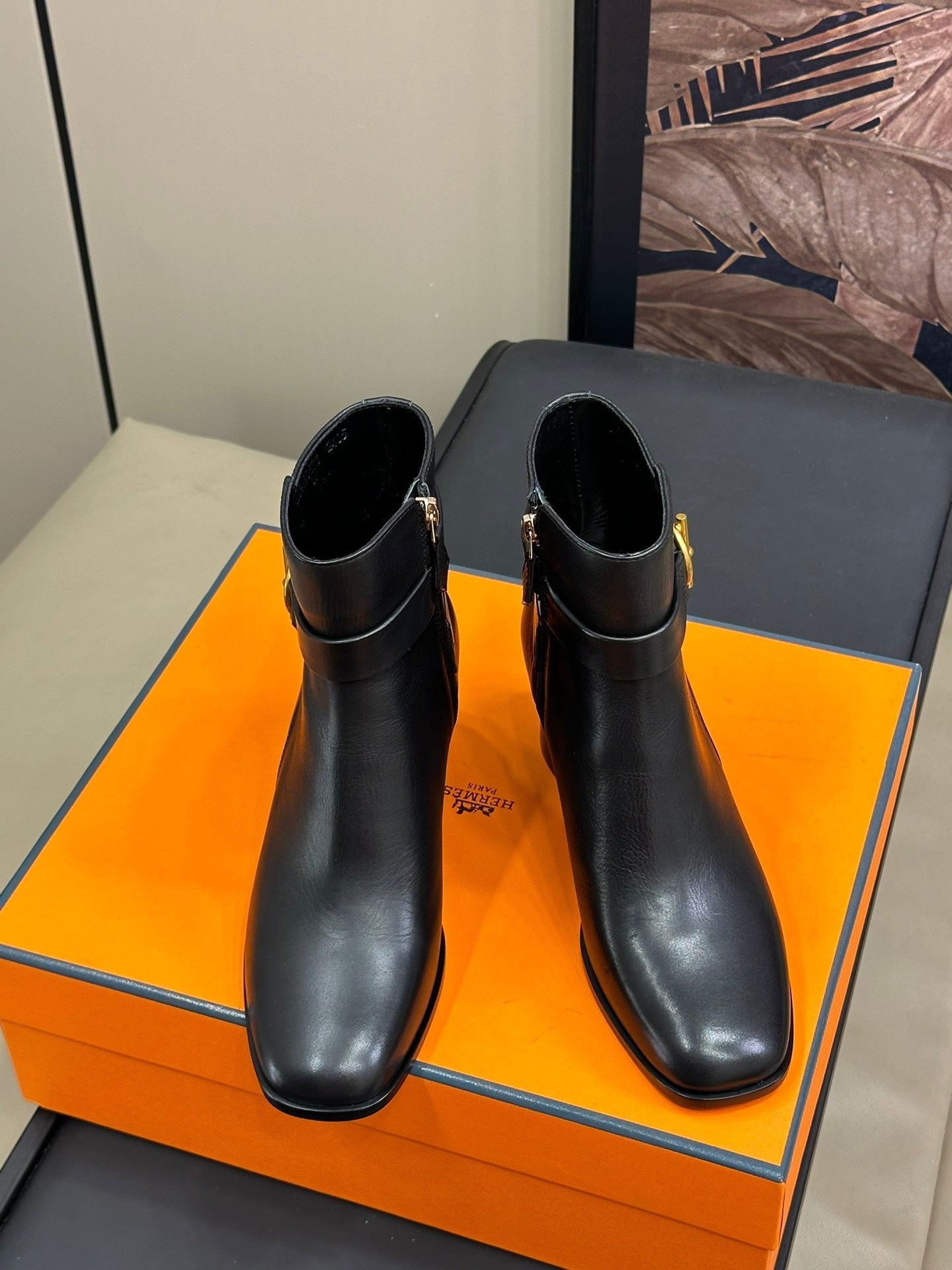 JILL 60 ANKLE BOOT IN BLACK CALFSKIN - 35