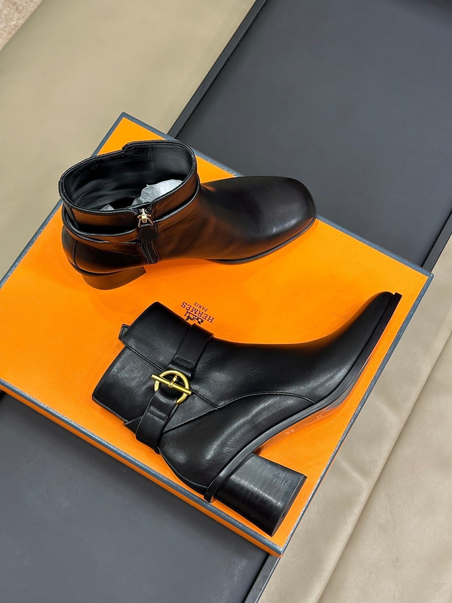 JILL 60 ANKLE BOOT IN BLACK CALFSKIN - 35