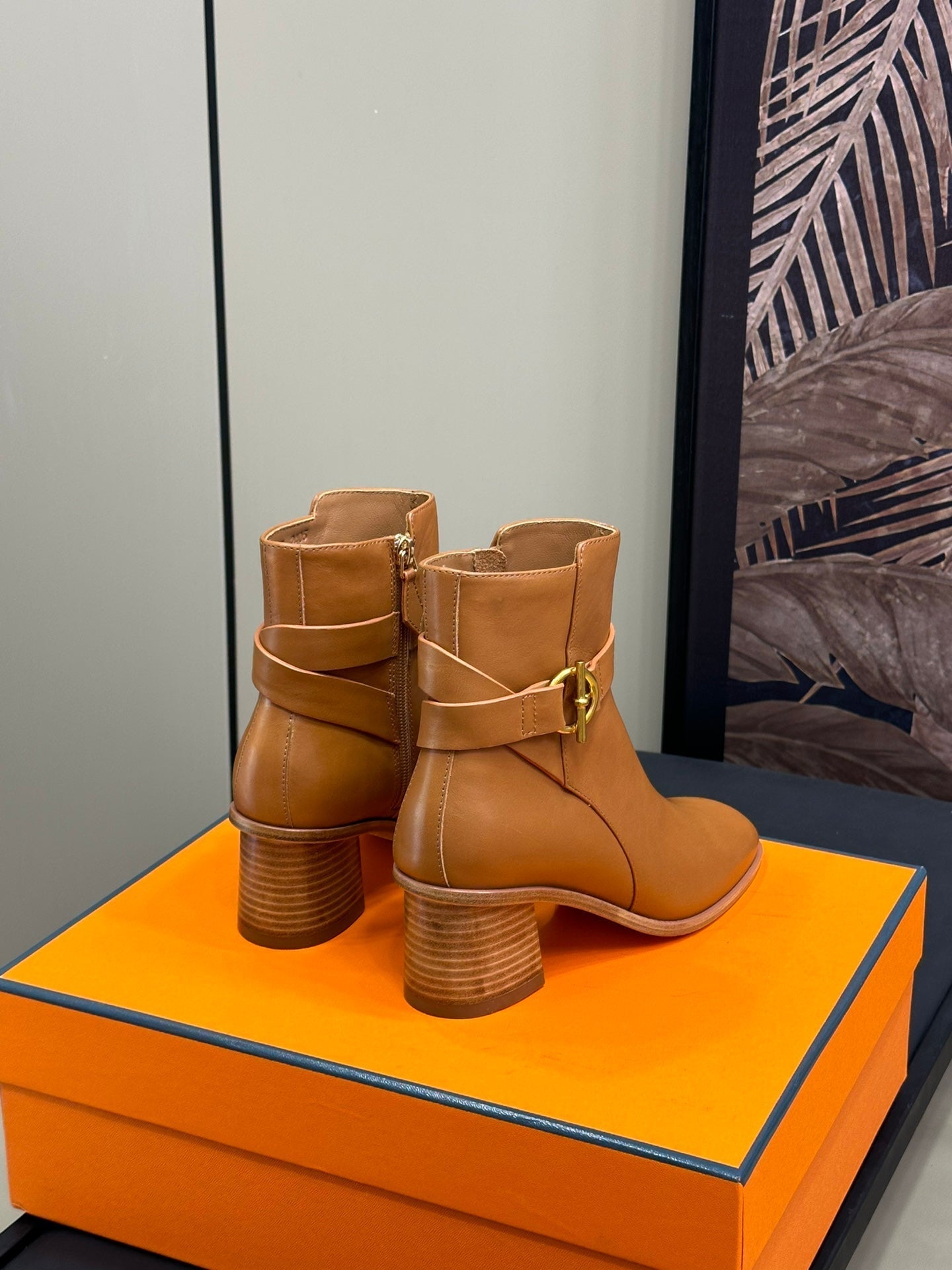 JILL 60 ANKLE BOOT IN BRONZE BROWN CALFSKIN - 35