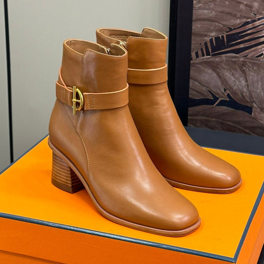 JILL 60 ANKLE BOOT IN BRONZE BROWN CALFSKIN - 35