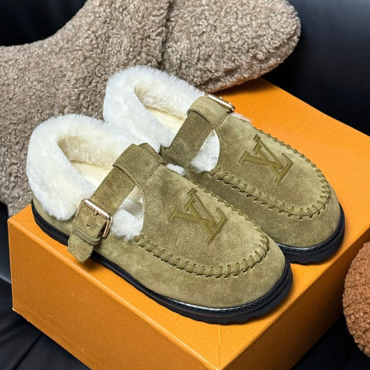 COLORADO COMFORT MARY JANE IN SAND BEIGE SUEDE AND SHEARLING LINING - 35