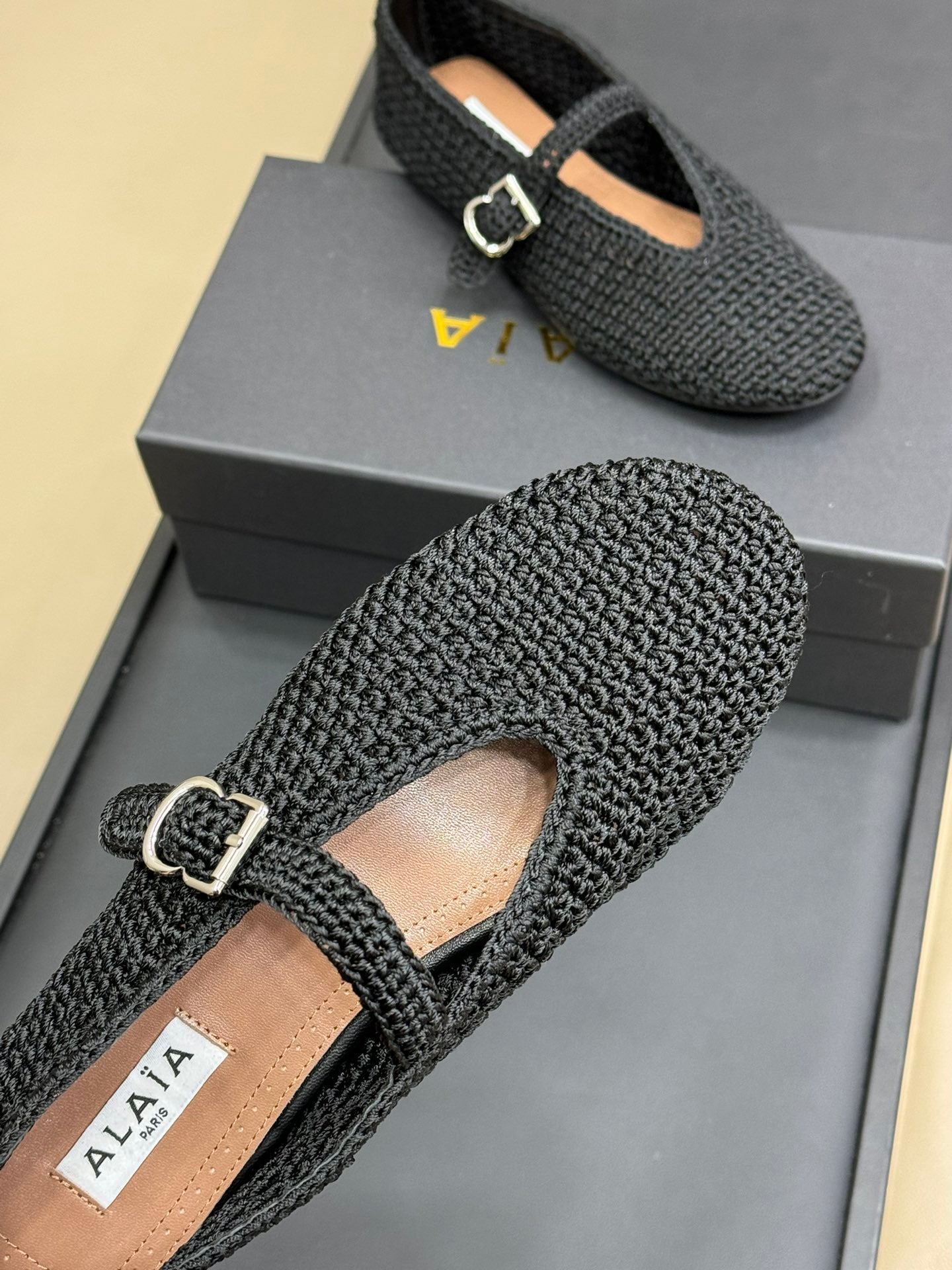 HANDWOVEN BALLET FLAT BLACK - 35
