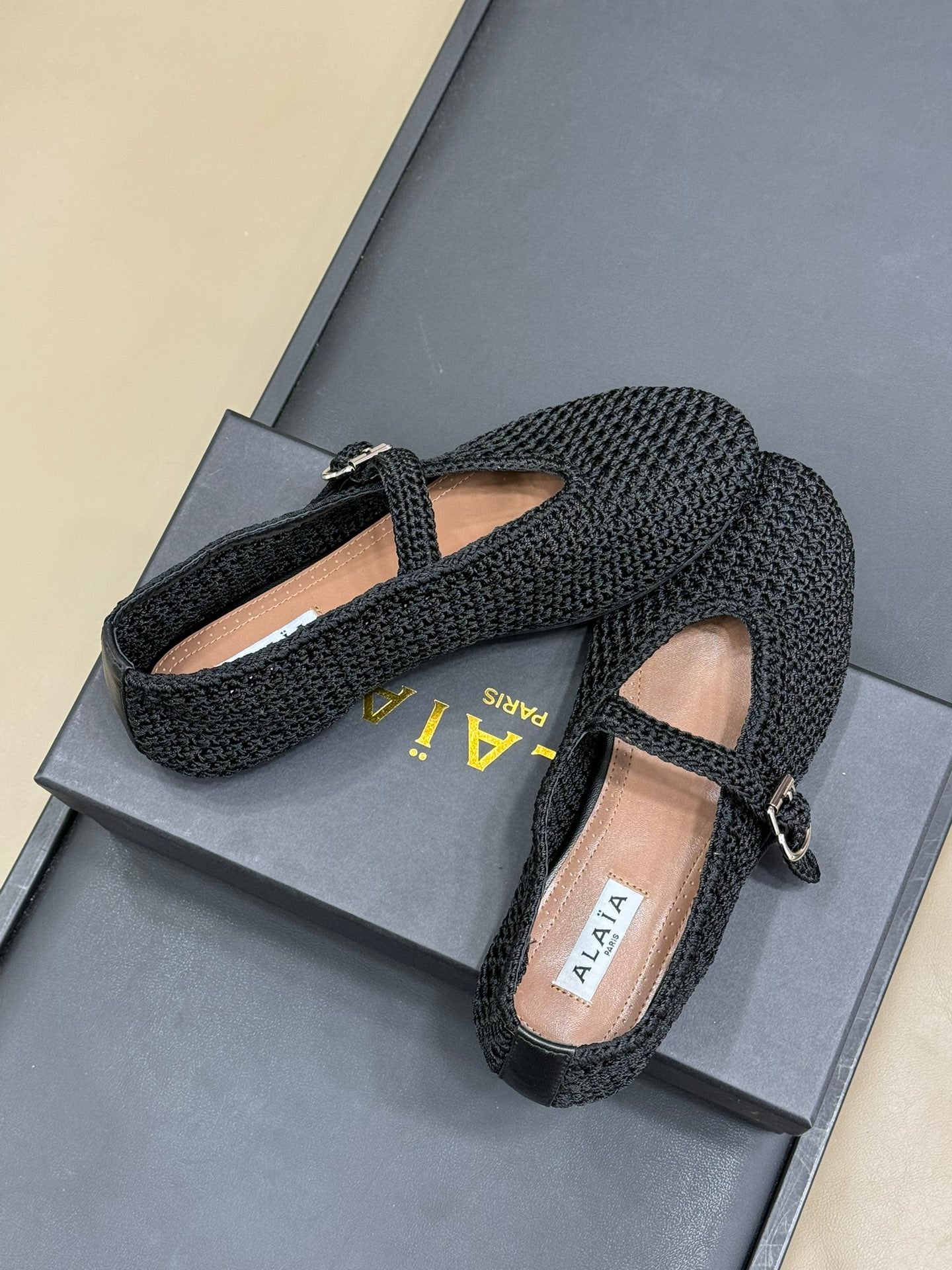 HANDWOVEN BALLET FLAT BLACK - 35