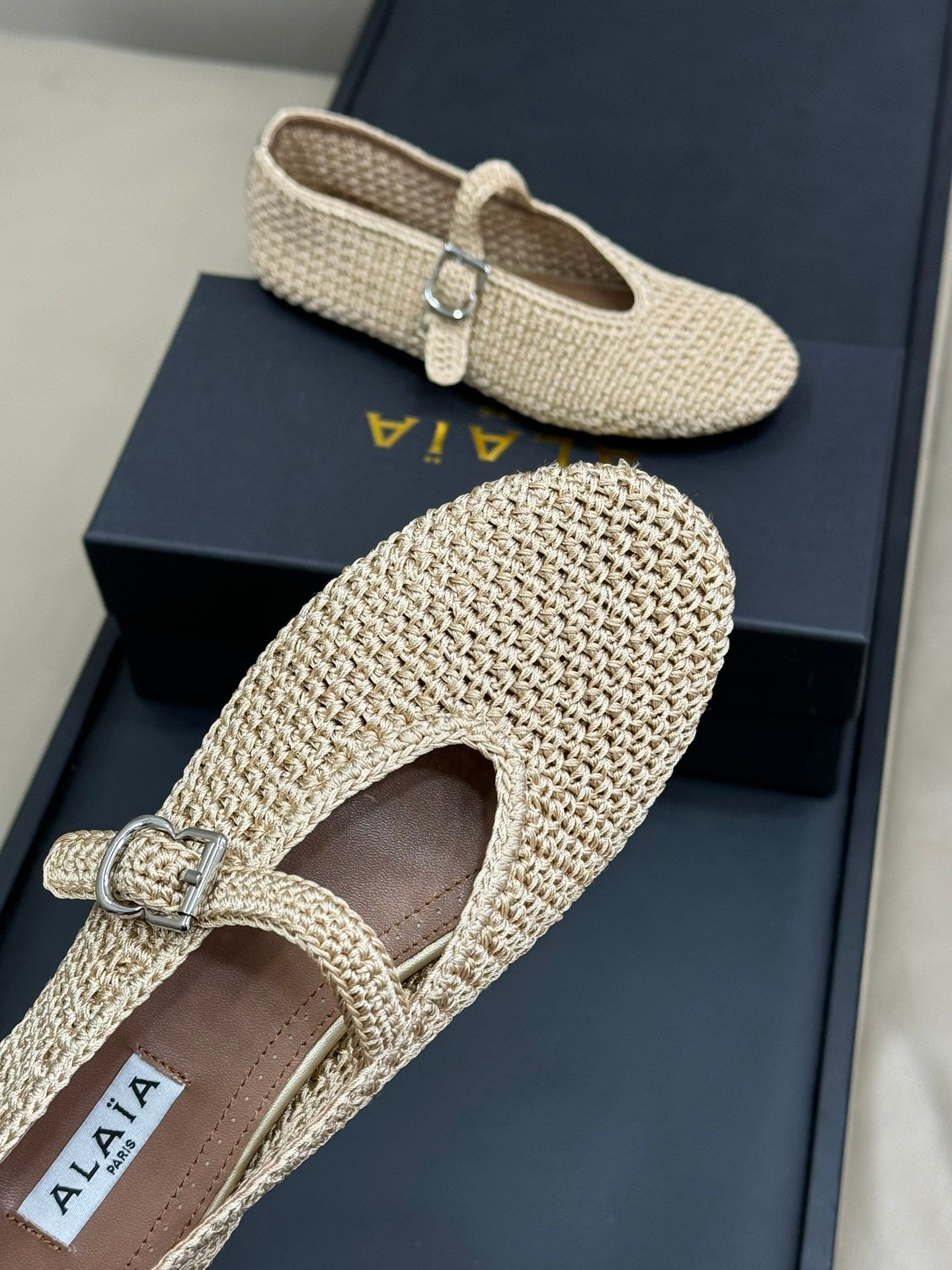 HANDWOVEN BALLET FLAT BEIGE - 35