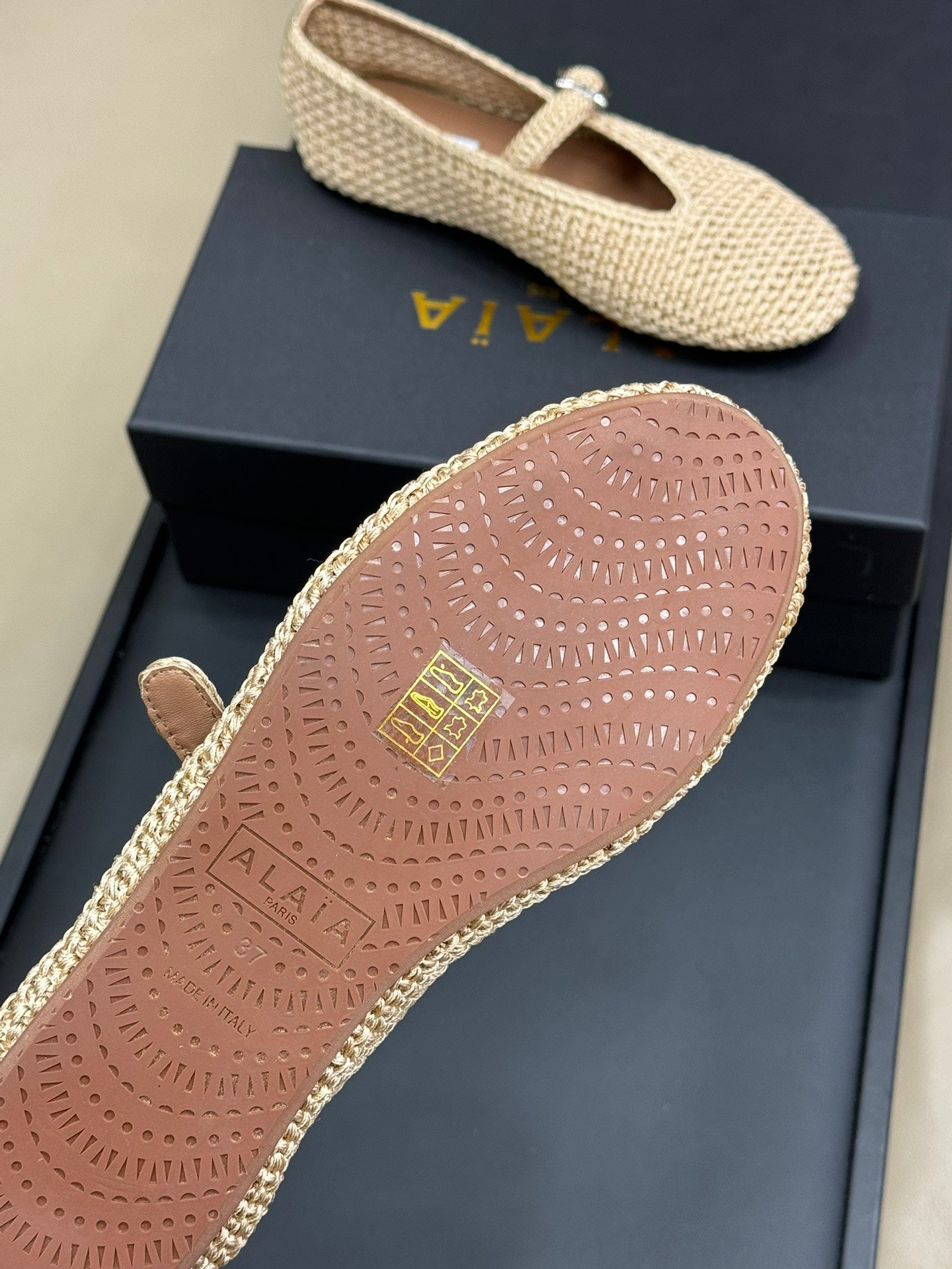 HANDWOVEN BALLET FLAT BEIGE - 35