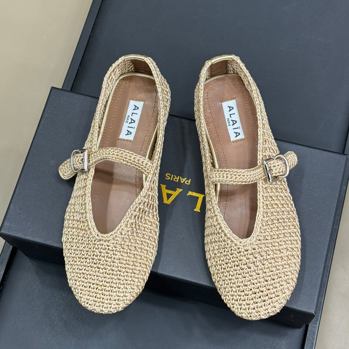 HANDWOVEN BALLET FLAT BEIGE - 35