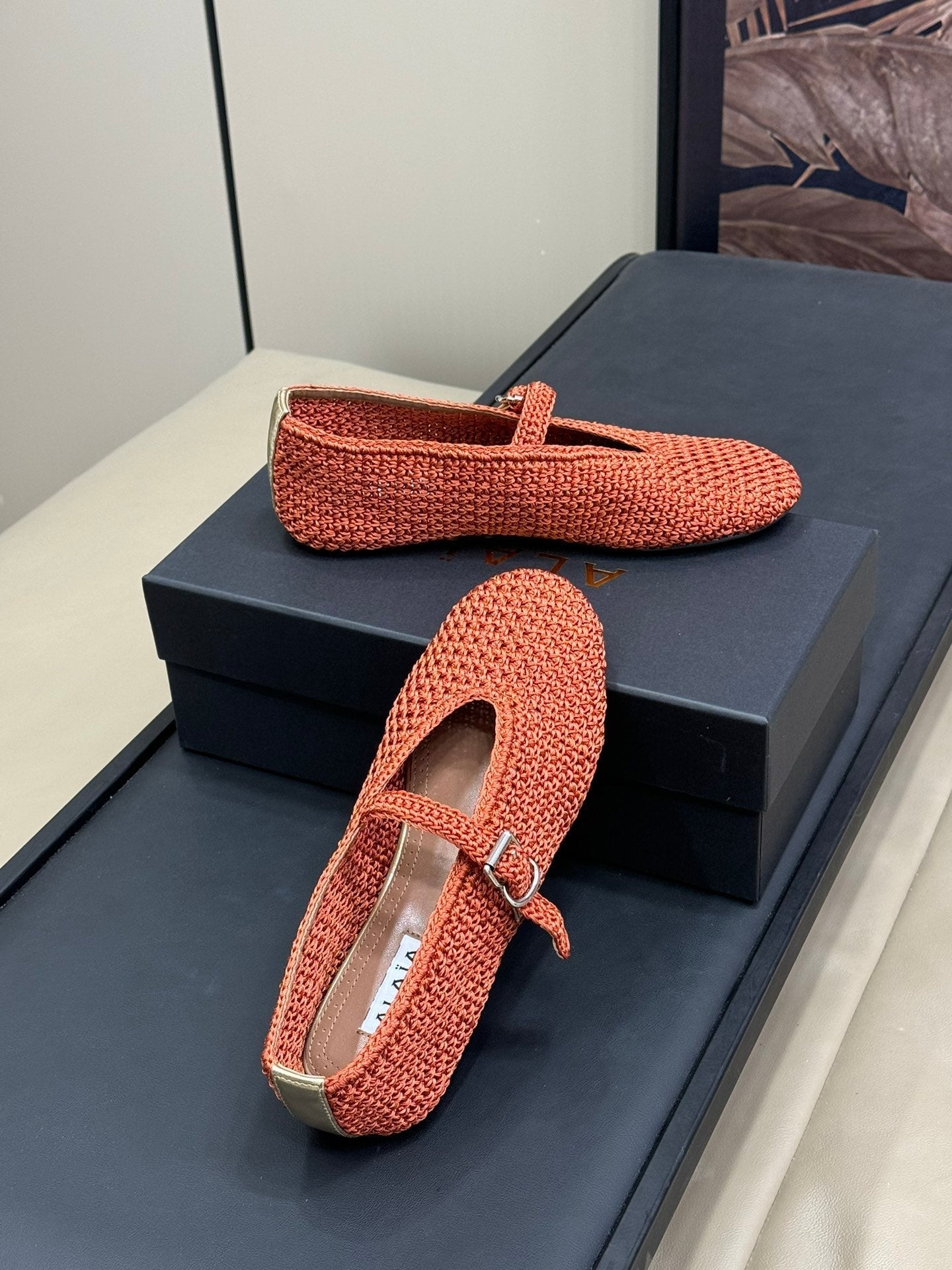 HANDWOVEN BALLET FLAT FIRE ORANGE - 35