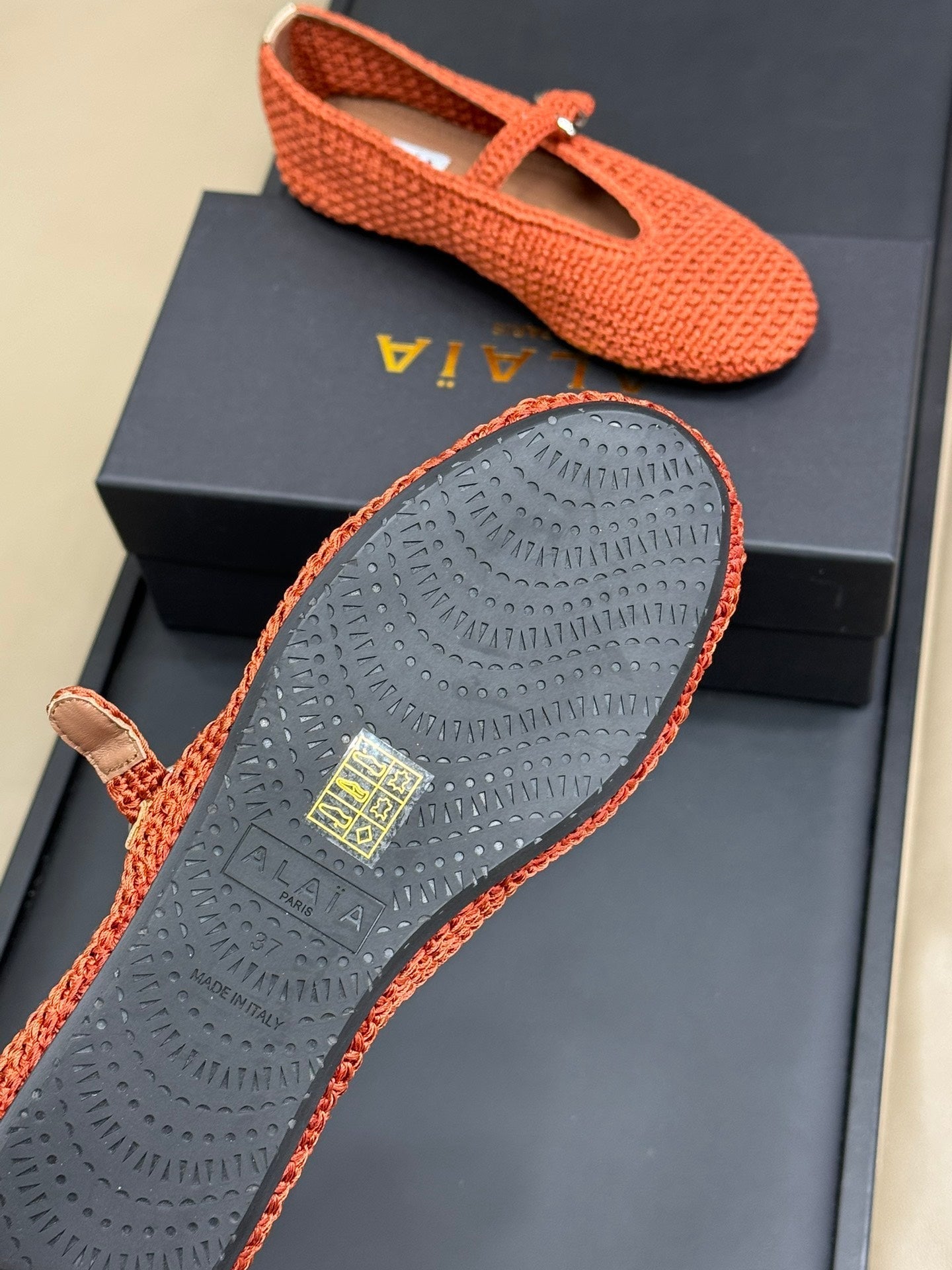HANDWOVEN BALLET FLAT FIRE ORANGE - 35
