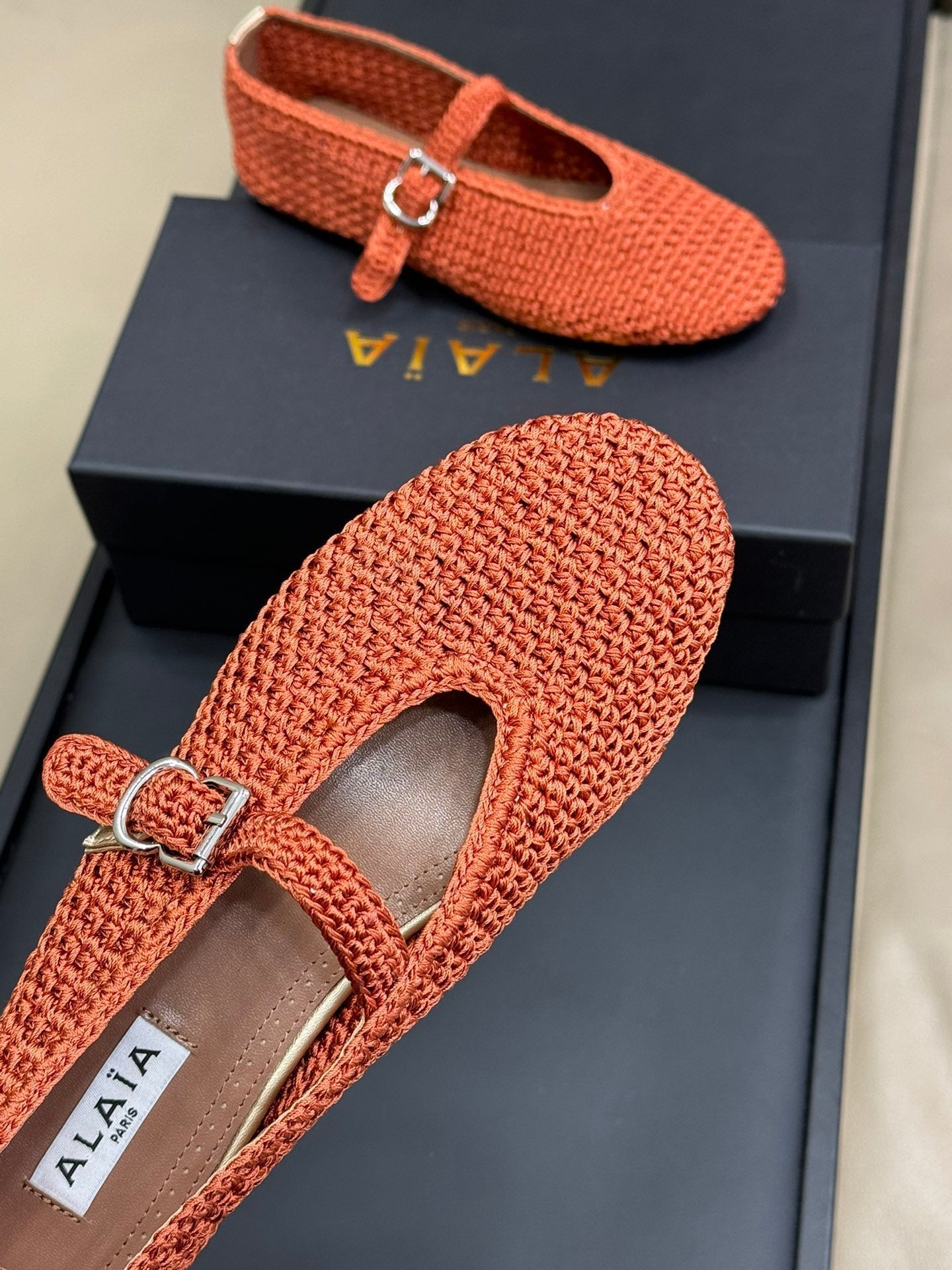 HANDWOVEN BALLET FLAT FIRE ORANGE - 35