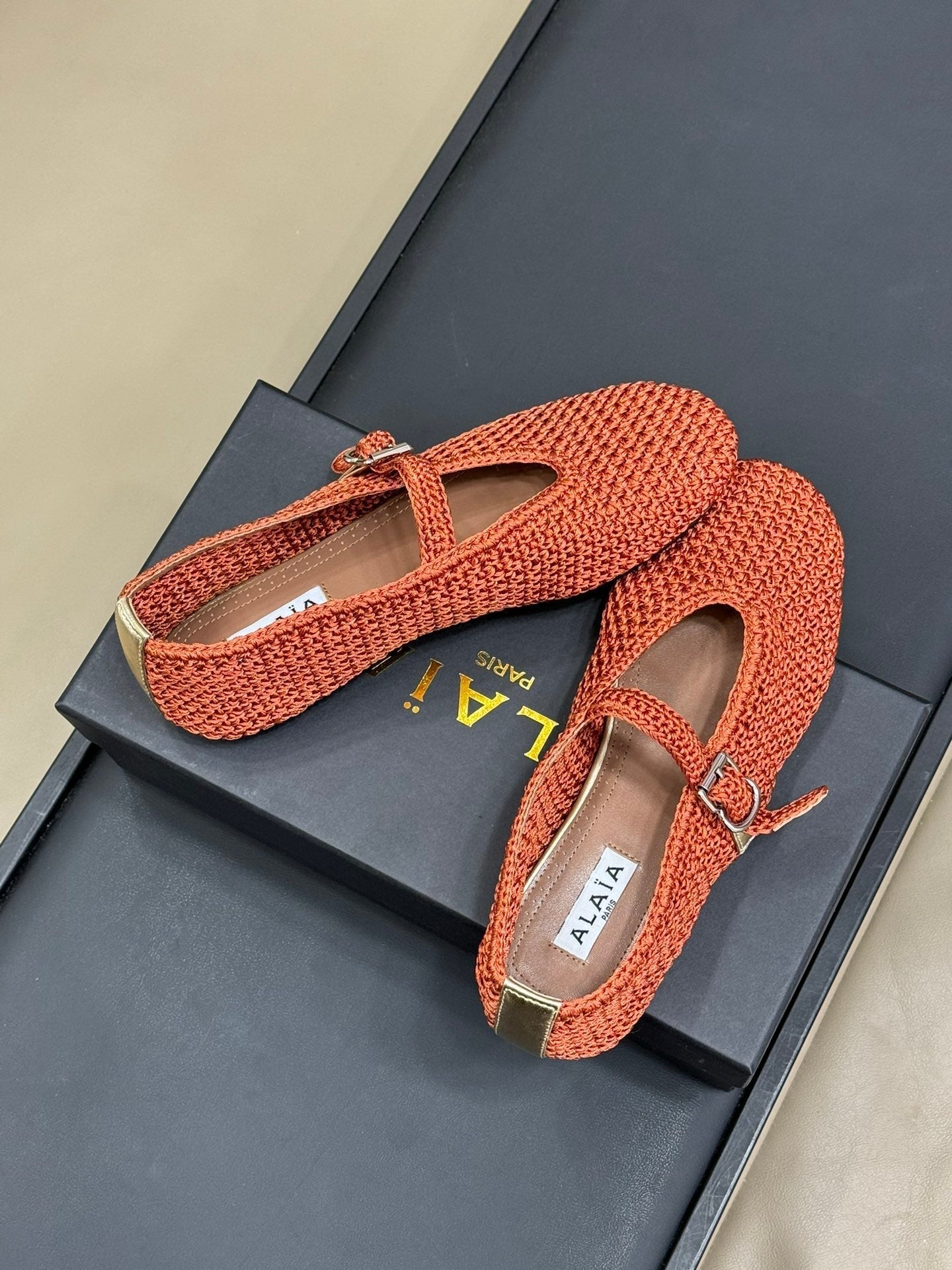 HANDWOVEN BALLET FLAT FIRE ORANGE - 35