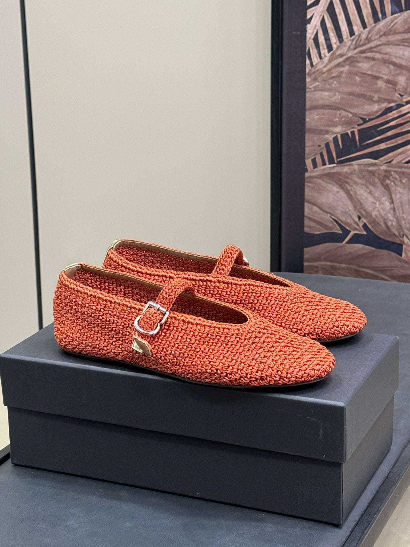 HANDWOVEN BALLET FLAT FIRE ORANGE - 35