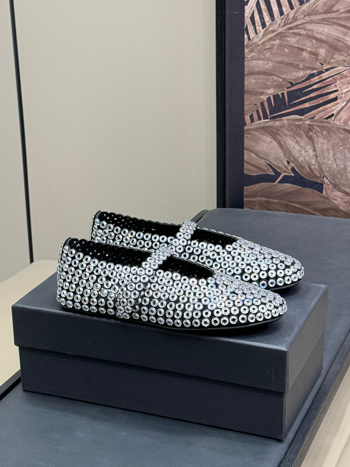CRYSTAL-EMBELLISHED BALLERINA SHOES WHITE - 35