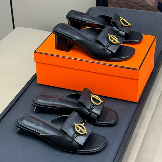 ISLE SANDAL IN BLACK CALFSKIN - 35 / 1 cm