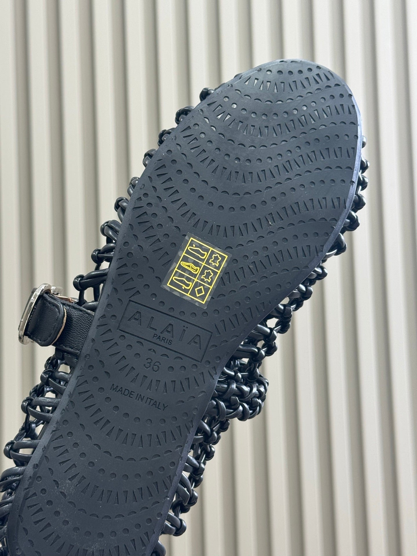 ALAIA MARY JANE FLATS 25S IN BLACK MESH CALSKIN WITH SILVER HARDWARE - 35