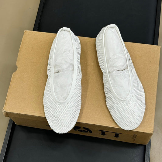 ALAIA FISHNET MESH BALLET FLATS 25S IN WHITE FABRIC - 35